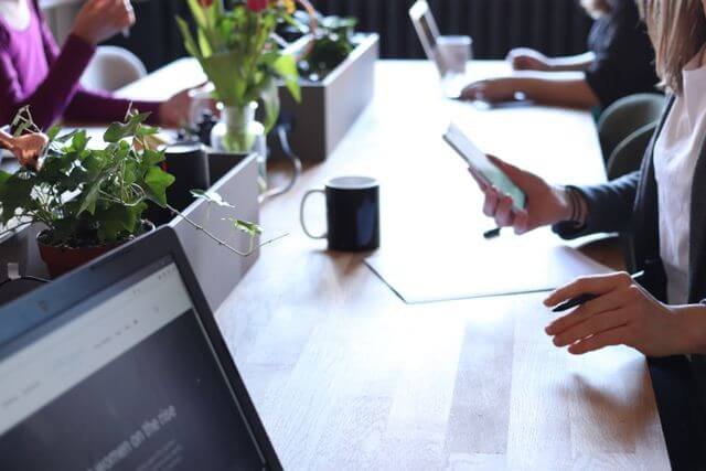 Professionals working together on business and financial planning